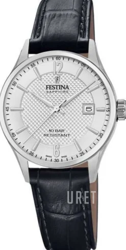 Swiss Made Silverfärgad/Läder Ø29 mm