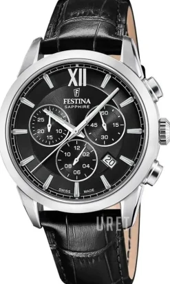 Swiss Made Svart/Läder Ø41 mm