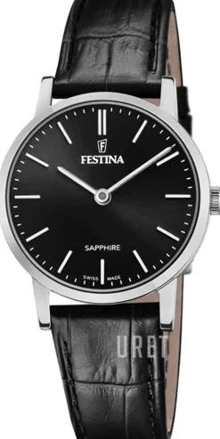 Swiss Made Svart/Läder Ø29 mm