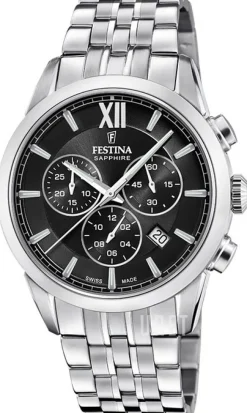 Swiss Made Svart/Stål Ø41 mm