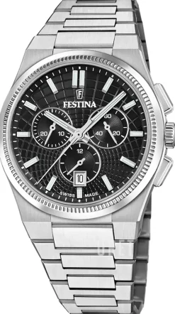 Swiss Made Svart/Stål Ø42.5 mm