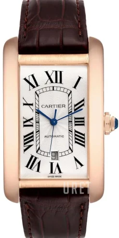 Tank Americaine X-Large Silverfärgad/Läder 31.4x52 mm