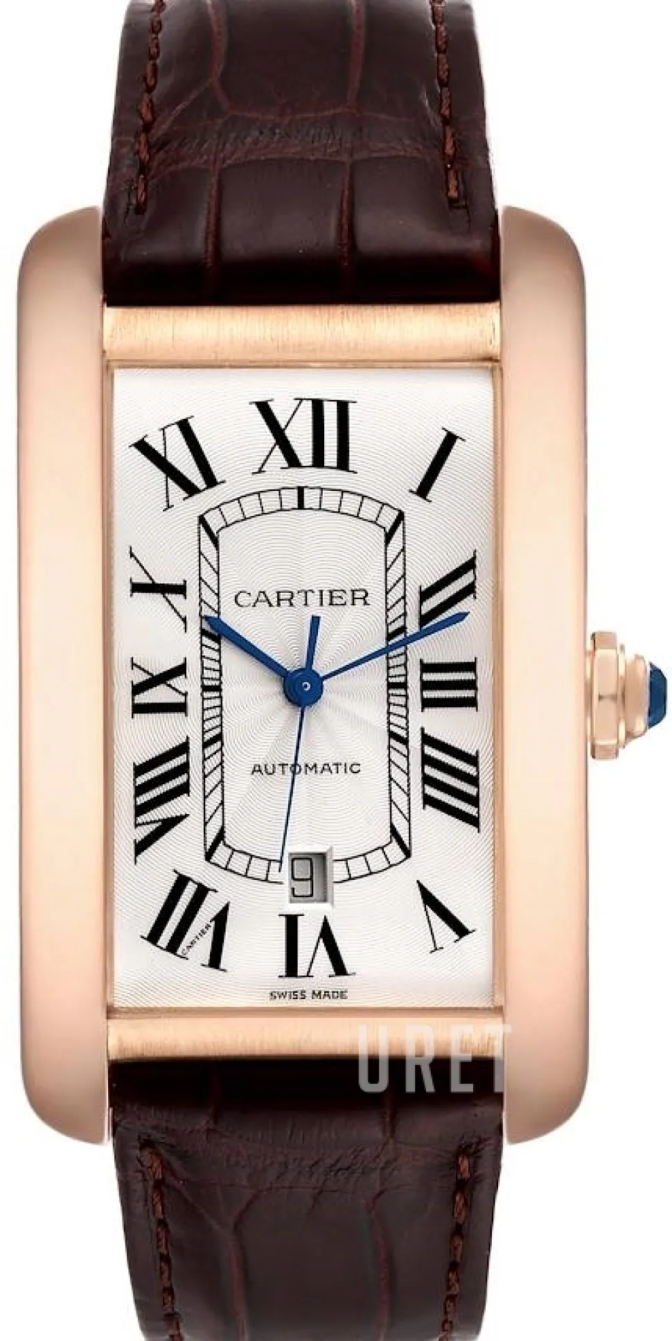 Tank Americaine X-Large Silverfärgad/Läder 31.4x52 mm