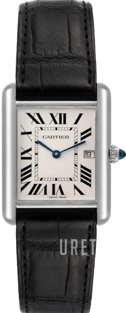 Tank Louis Silverfärgad/Läder 34x27 mm