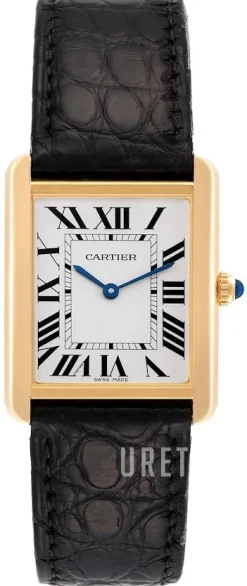 Tank Solo Large Silverfärgad/Läder 34.8x27.4 mm