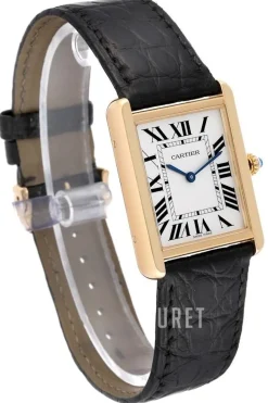 Tank Solo Large Silverfärgad/Läder 34.8x27.4 mm