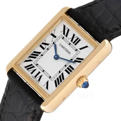 Tank Solo Large Silverfärgad/Läder 34.8x27.4 mm