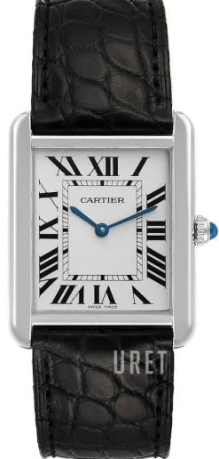 Tank Solo Silverfärgad/Läder 34.8x27.4 mm