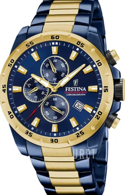 Timeless Blå/Gulguldtonat stål Ø45 mm