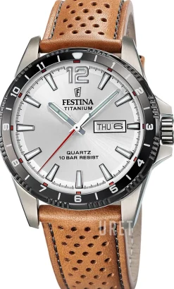 Titanium Silverfärgad/Läder Ø43 mm