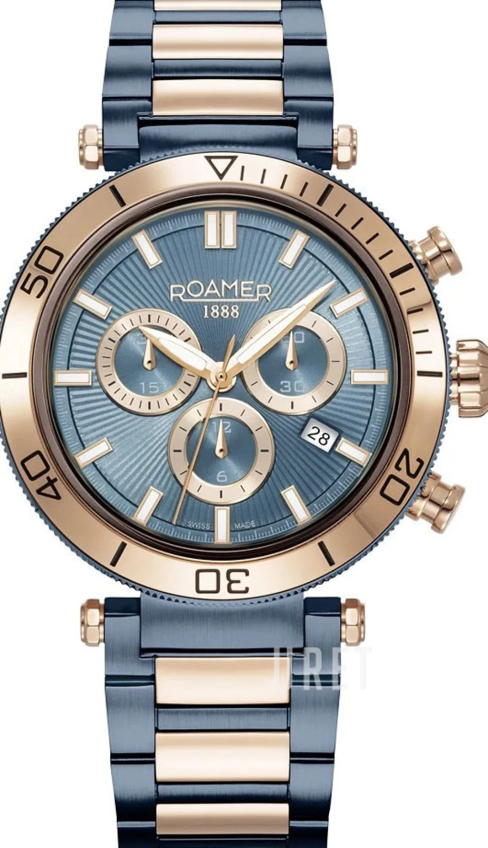 Toscana Blå/Roséguldstonat stål Ø43 mm