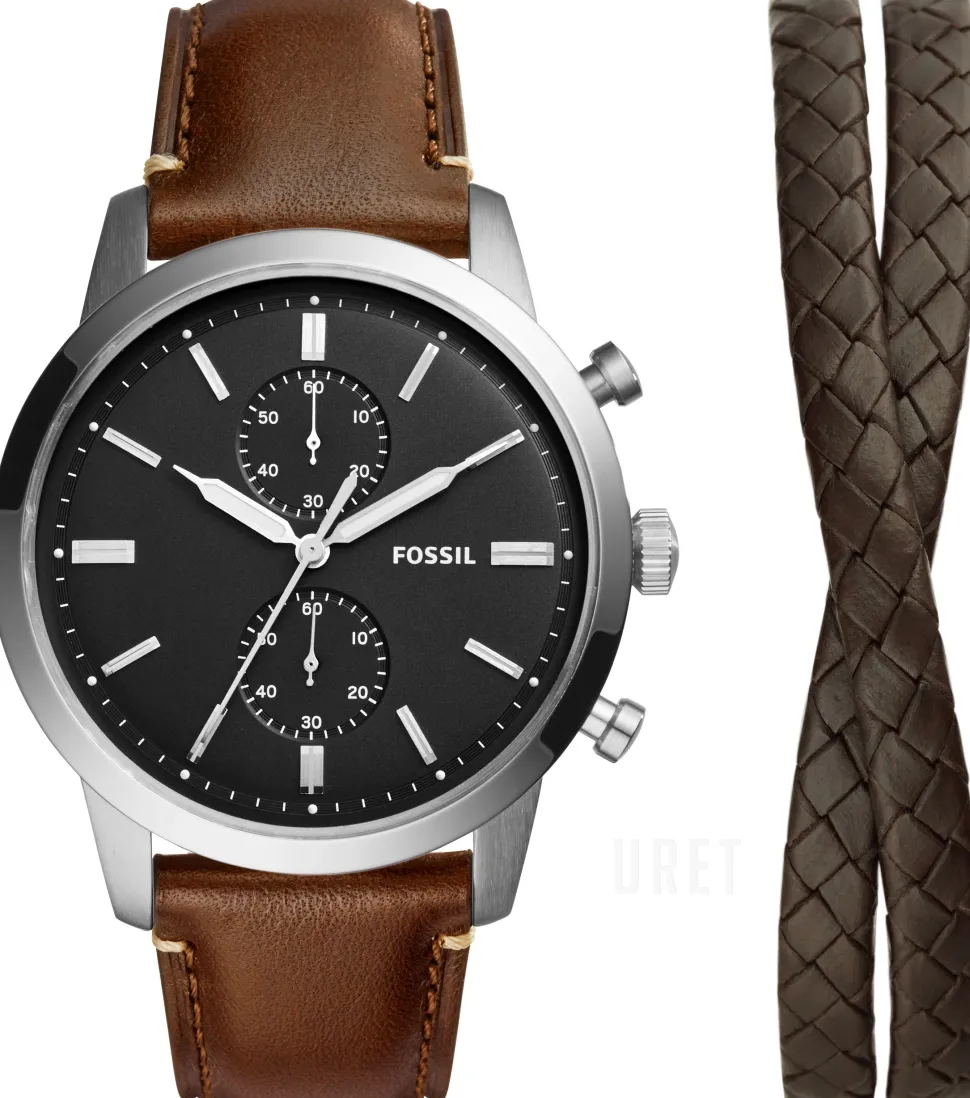 Townsman Svart/Läder Ø44 mm