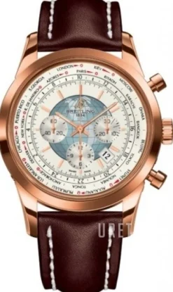 Transocean Chronograph Silverfärgad/Läder Ø46 mm