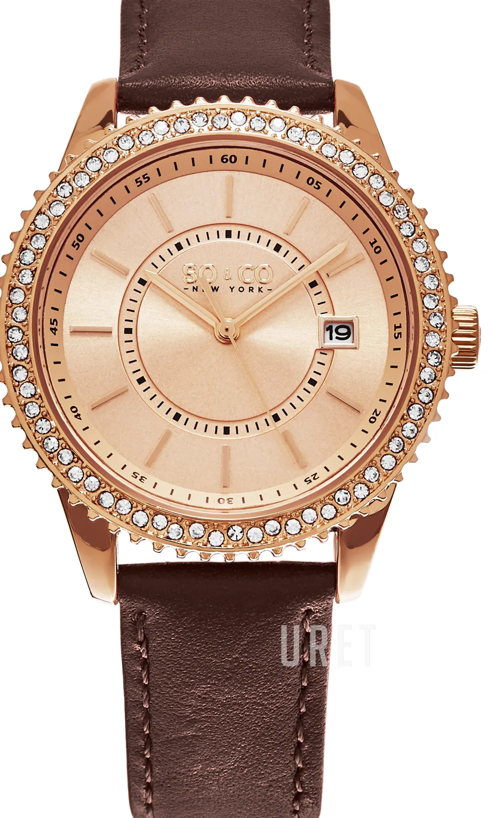 Uptown Roséguldstonad/Läder Ø38 mm