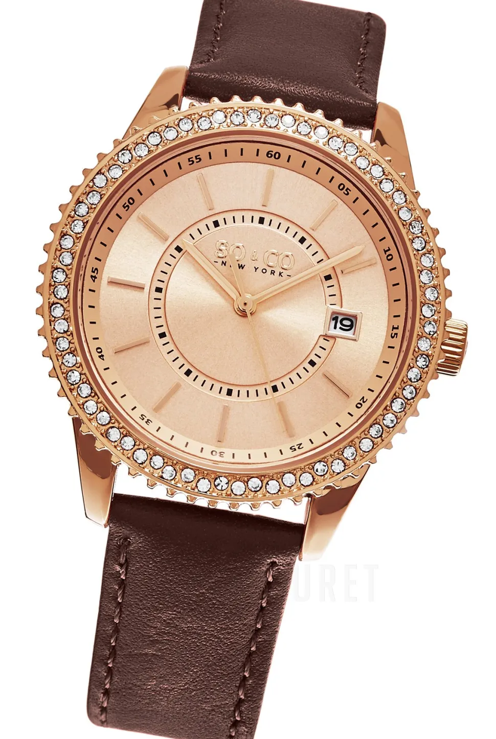 Uptown Roséguldstonad/Läder Ø38 mm