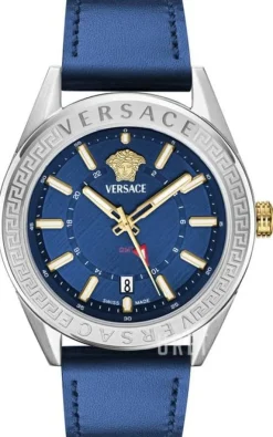 V Circle Blå/Läder Ø42 mm