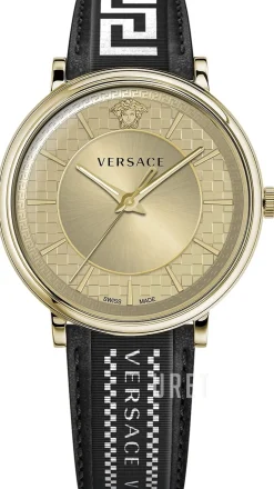 V Circle Guldtonad/Läder Ø42 mm