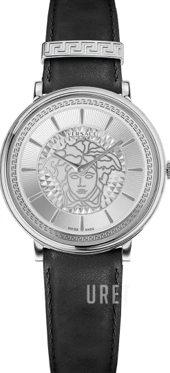 V Circle Silverfärgad/Läder Ø38 mm