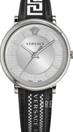 V Circle Silverfärgad/Läder Ø42 mm