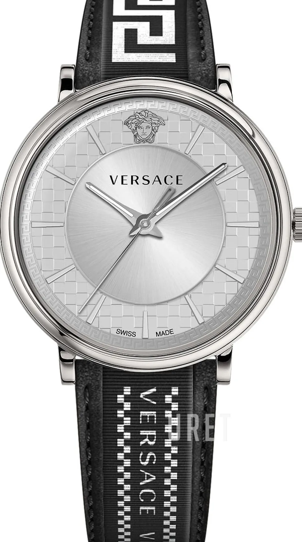 V Circle Silverfärgad/Läder Ø42 mm