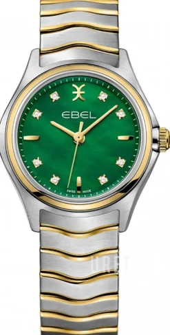 Wave Grön/18 karat gult guld Ø30 mm