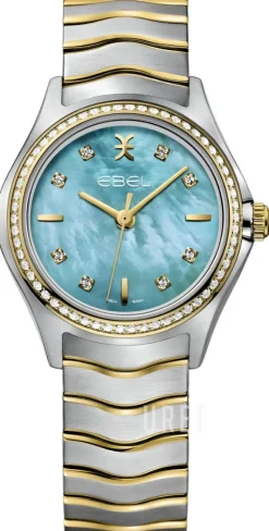 Wave Turkos/18 karat gult guld Ø30 mm